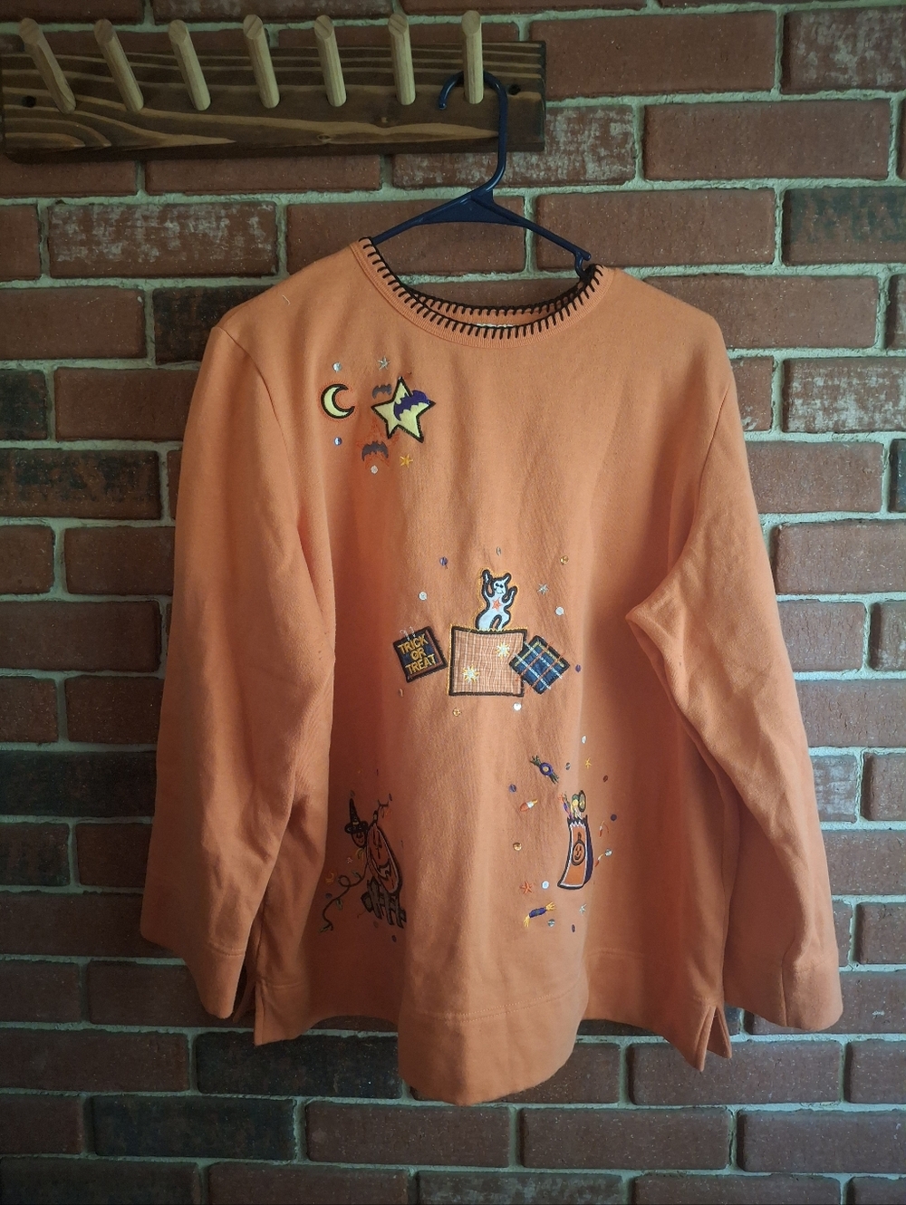 Halloween Embroidered Orange Sweatshirt